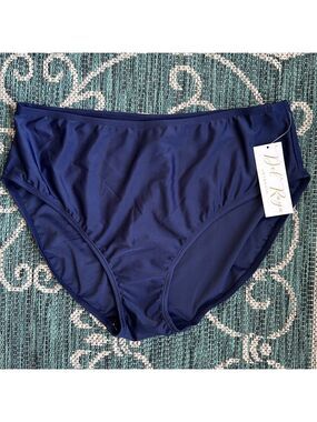 NWT Del Raya Navy Women’s High Waisted Bikini Bottom Size 14